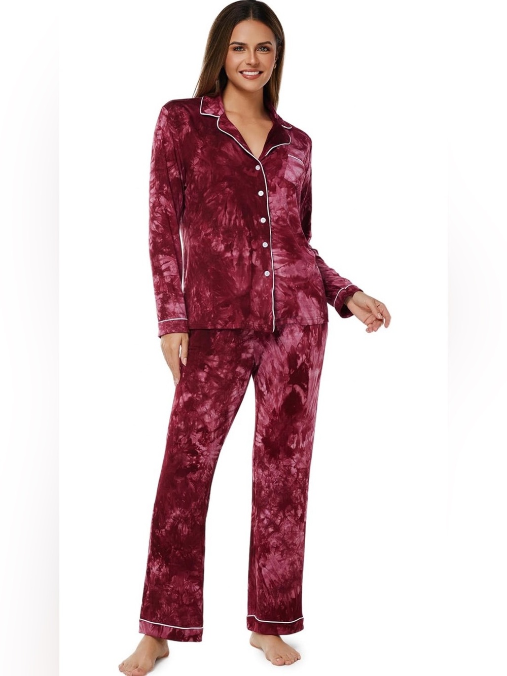 Modal Tie-Dye Pajama Set in Burgundy, XL, NWT